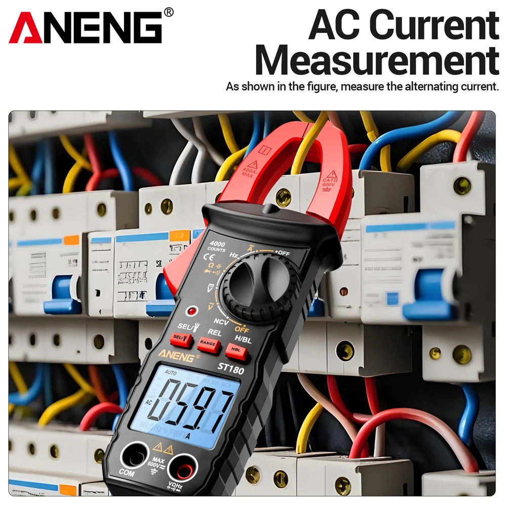 ANENG ST180  Digital Clamp Multimeter Meter 4000 Counts AC Current  Ammeter Voltage Tester Car Amp Hz Capacitance NCV Ohm Tools