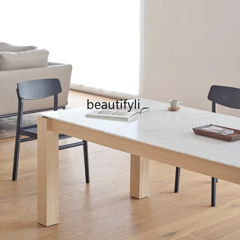 A076 Nordic Modern Minimalist Multi-Color Optional Snowflake White Marble Minimalist Dining Table