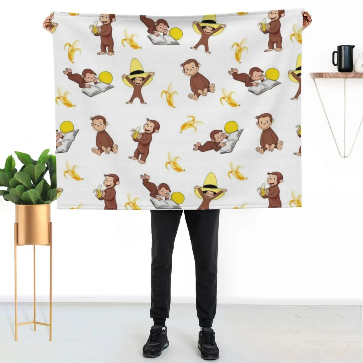 

George the curious monkey cartoon for kids pack Throw Blanket Cozy Light Blanket for Travel Camping Picnic