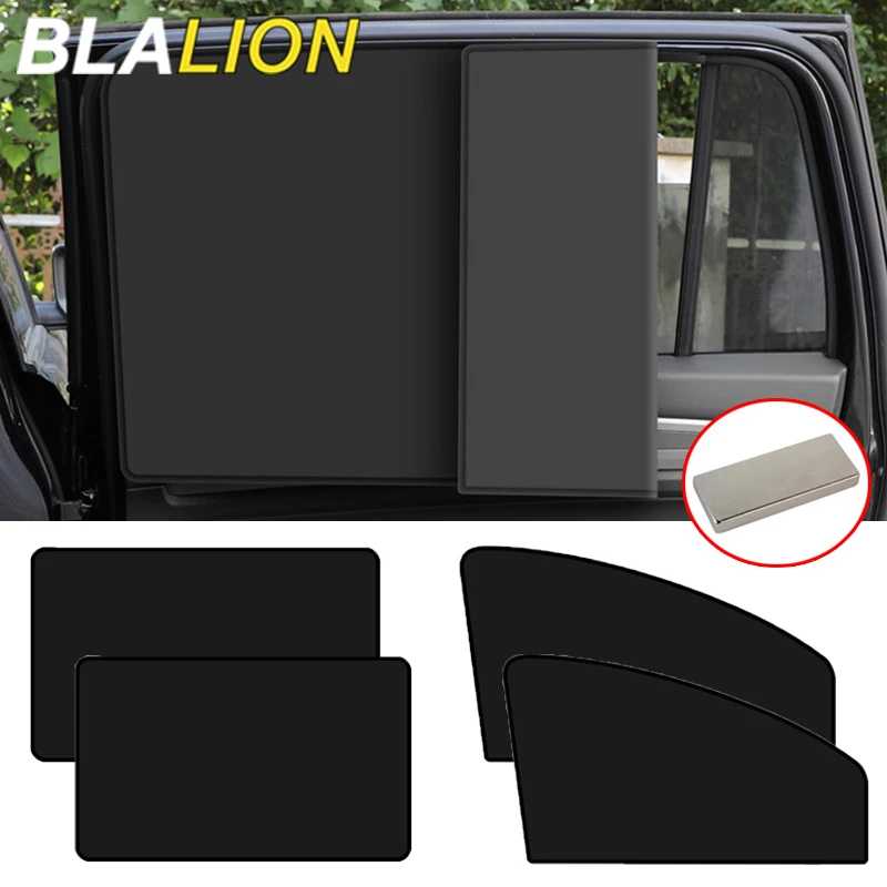 BLALION Auto Magnetische Sonnenschutz Abdeckung Auto Vorne Hinten Fenster Sonnenschutz UV Schutz Abdeckung Schwarz Vorhang Mesh Volle Blackout Film
