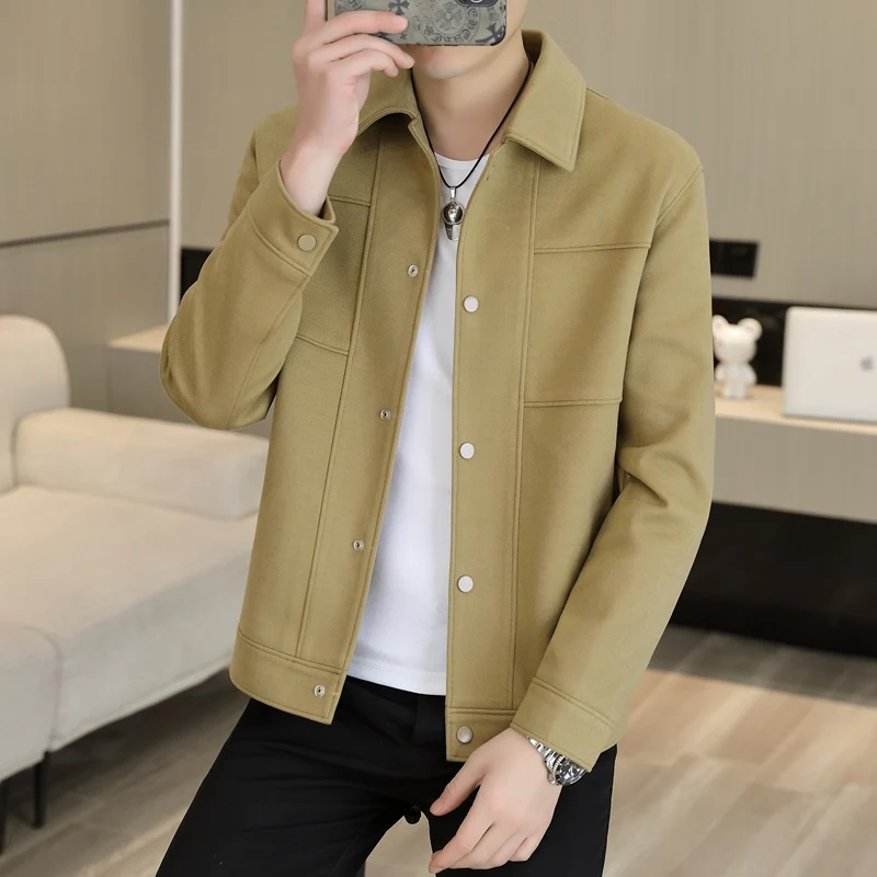 

High Quality Autumn Solid Color Business Casual Men's Jacket Slim Fit Versatile Social Office Windbreaker Coat Tops Men Clothing