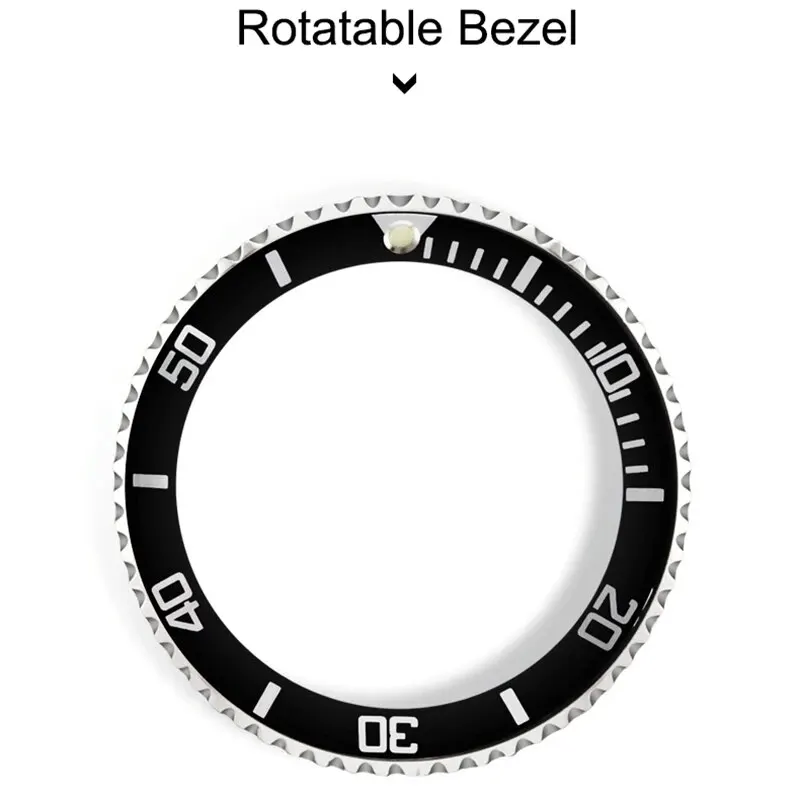 TPW Quartz Movement No Logo 40mm Rotating Bezel Rubber Stainless steel Strap Watch Analog with Day Function