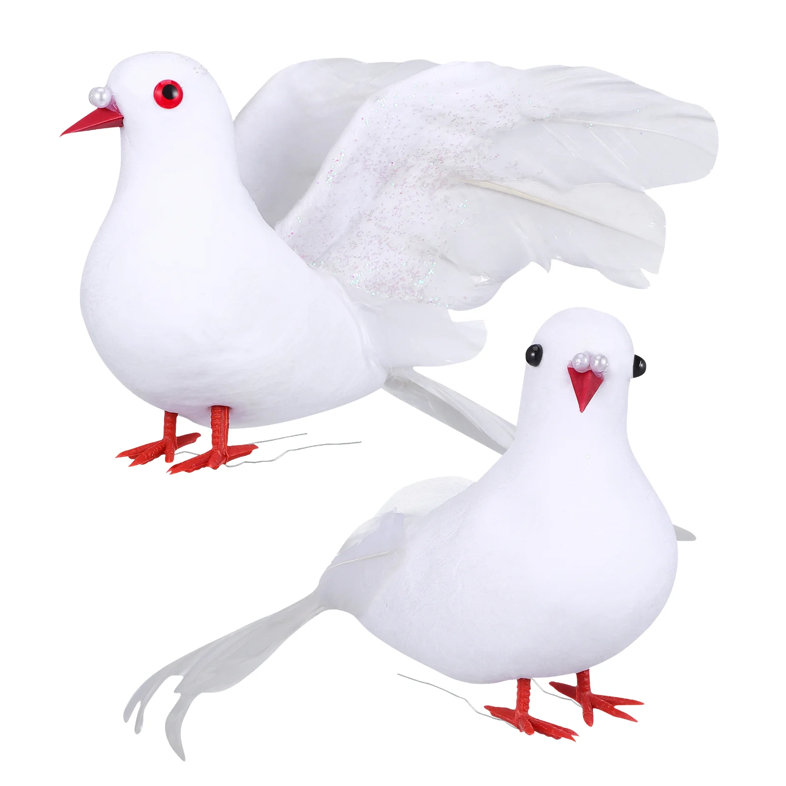 

2 Pcs Artificial Pigeon Birds Peace Pigeons Photo Props for Home Decoration Wedding White (Simple Pigeon, Wing Stretchin