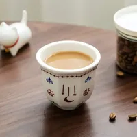 170/250ML Ceramic Cups Creative Espresso Cups Art Flower Pattern Anti-scald Coffee Mugs Home Hand Held Cappuccino Teacup Gifts