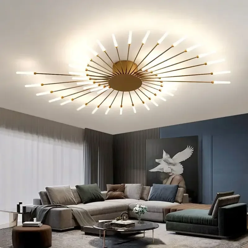 New Luxurious Spiral Fireworks LED Chandelier Light  Designer Ceiling Lamps Living Room Home Deco Bedroom Pendant Lamp Fixture