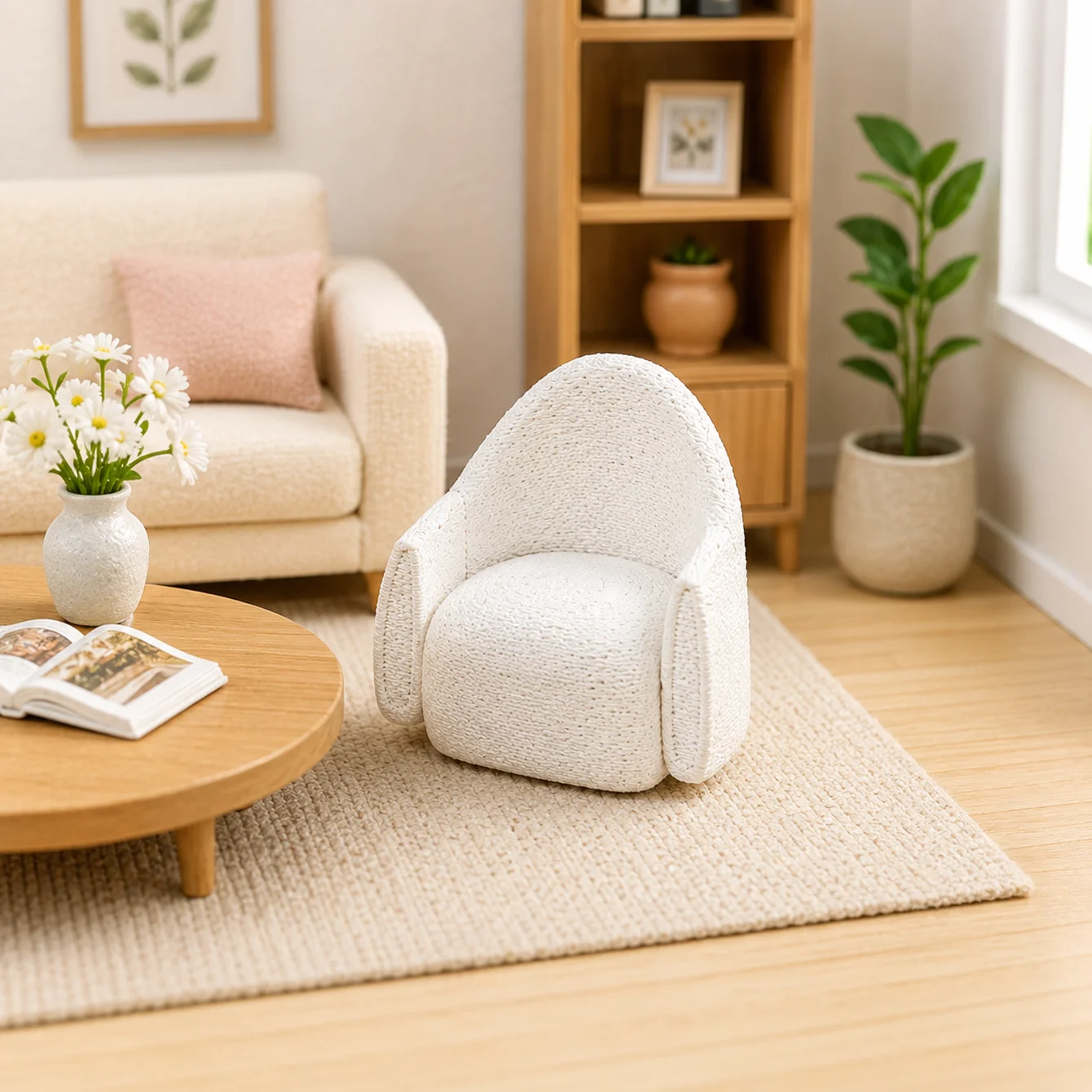Baby house single-person sofa chair model, miniature courtyard living room furniture decorative item accessory