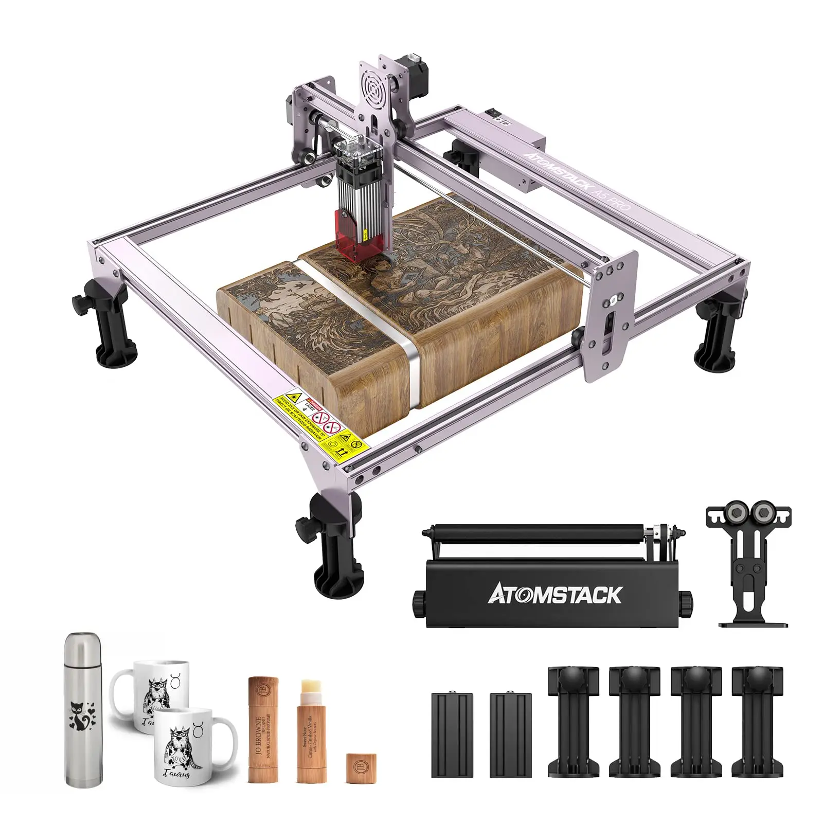 ATOMSTACK A5 Pro grabador láser 40W máquina cortadora de grabado láser para madera + rodillo R3 Pro amplia compatibilidad EE. UU.