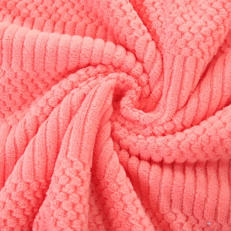 Thick Coral Fleece Towels Suit Solid Color Auspicious Grid Soft Absorbent Adult Beach Towel Covers