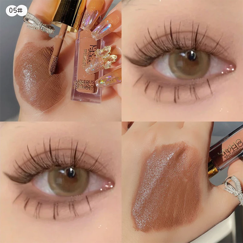Fard à paupières liquide mat Long imperméable, liquide fin scintillant, haute luminosité, délicat, tout avec un maquillage pour les yeux influenceur