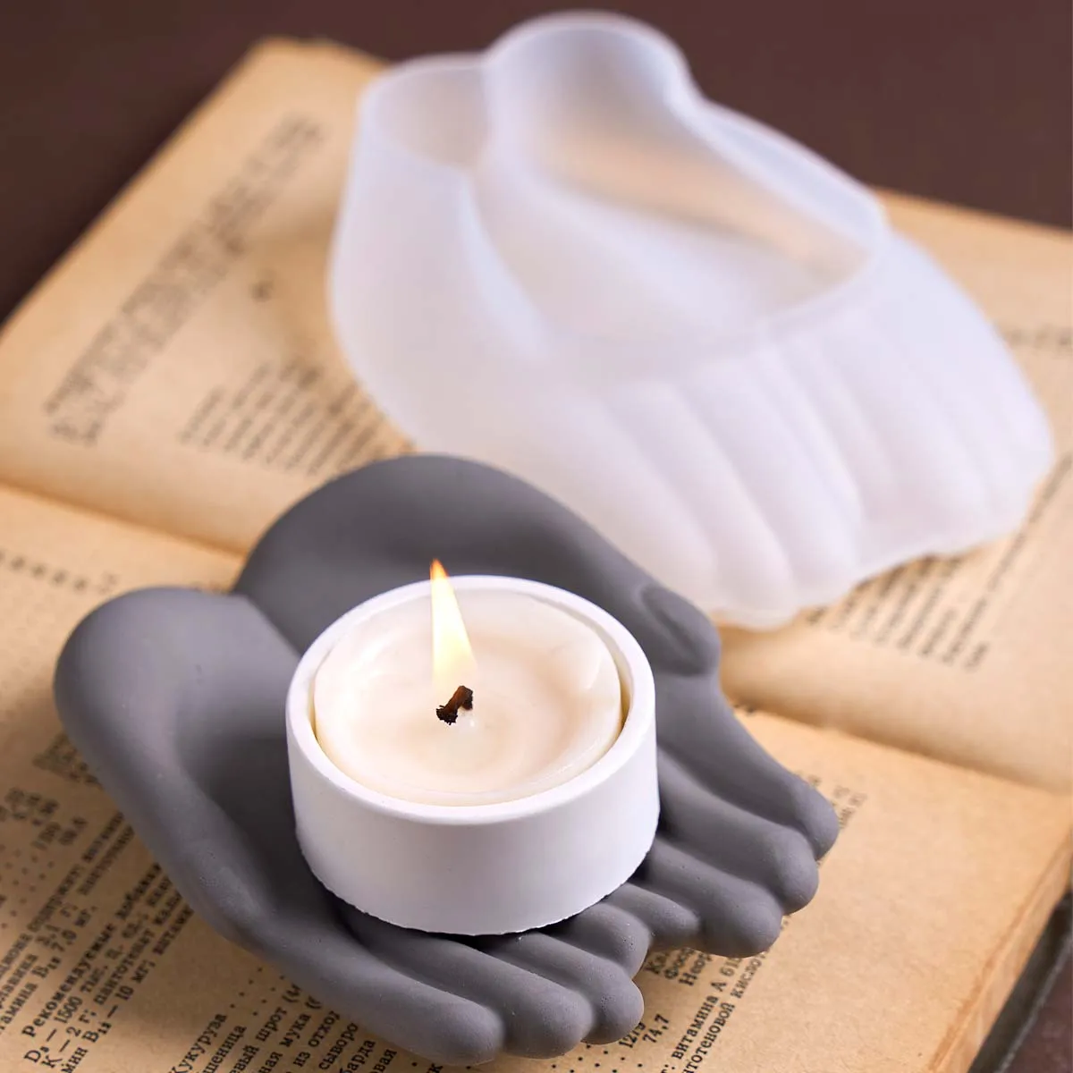 Vassoio di design creativo a mano Stampo in silicone Fai da te fatto a mano su entrambe le mani Piastra per esposizione di gioielli Stampi artigianali portacandele in resina di gesso