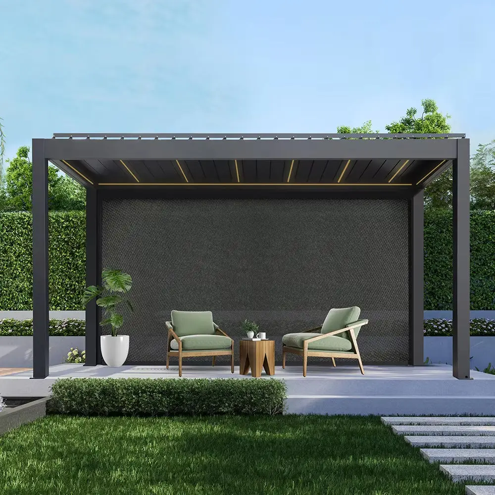 Environmentally Friendly Outdoor Garden Aluminum Pergola Adjustable Blinds Party Pavilion Durable Heavy Duty Rectangular Gazebo