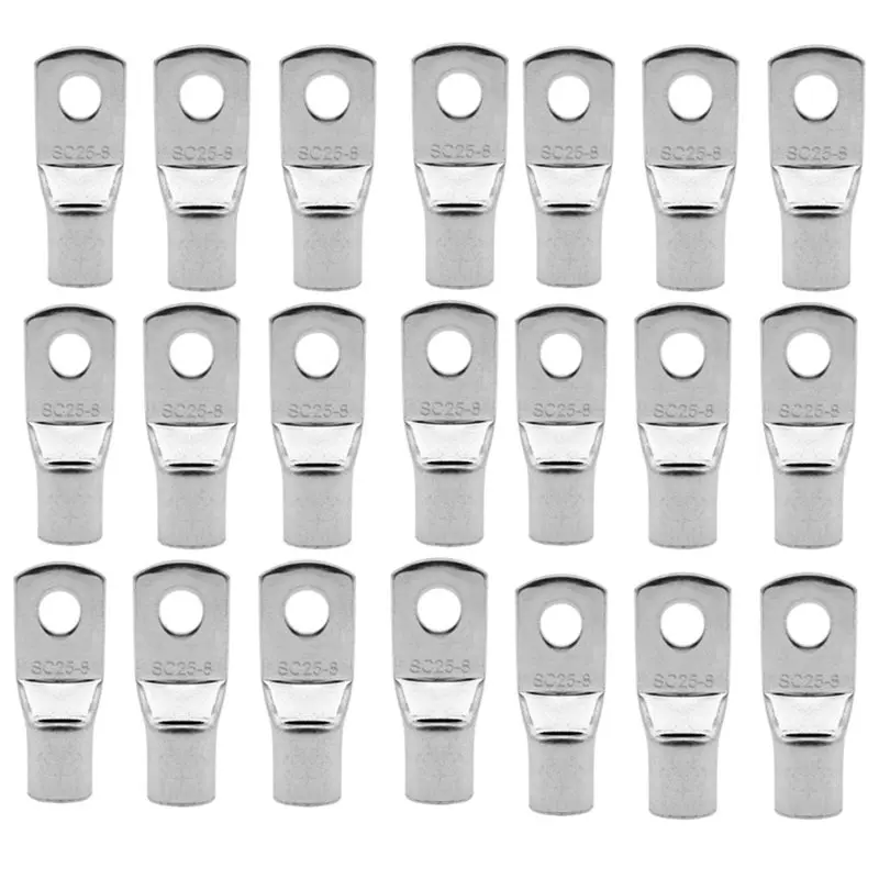 A59Z-Crimp Lugs Ring Cable Connector 25Mm2 M6, M8/M10 40Pcs Tinned Copper Wire Nose Terminal SC Type
