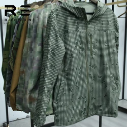 Men's Autumn Winter New Outdoor Tactical Workwear Hooded Jacket Sweatshirt Little Green Man EMR Big Five-leaf Sand Night Camo