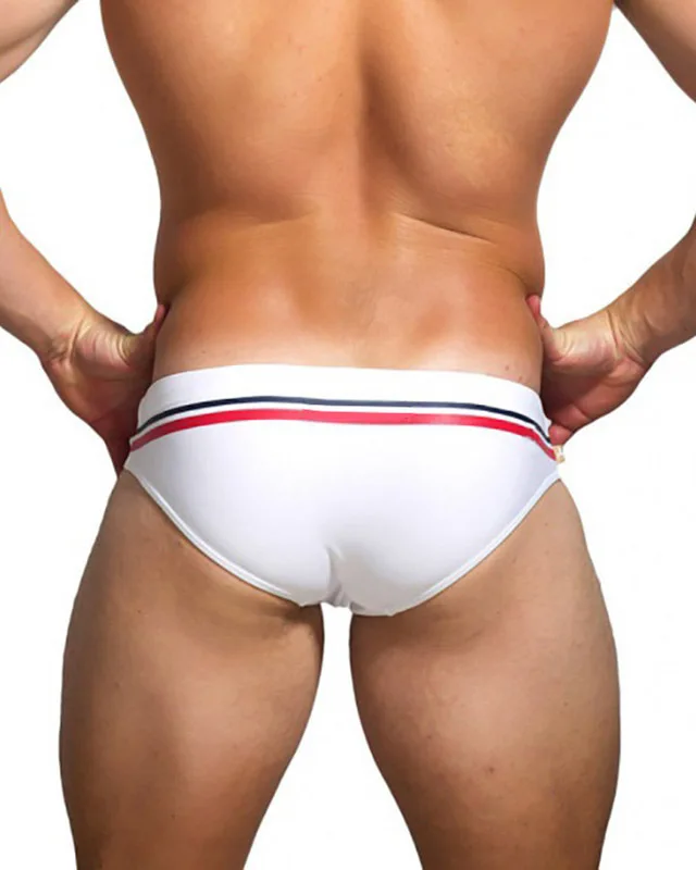 Men\'s white nylon briefs, sexy bikini shorts, summer soft swimming trunks, New, purchased products, hot, trendy fashion