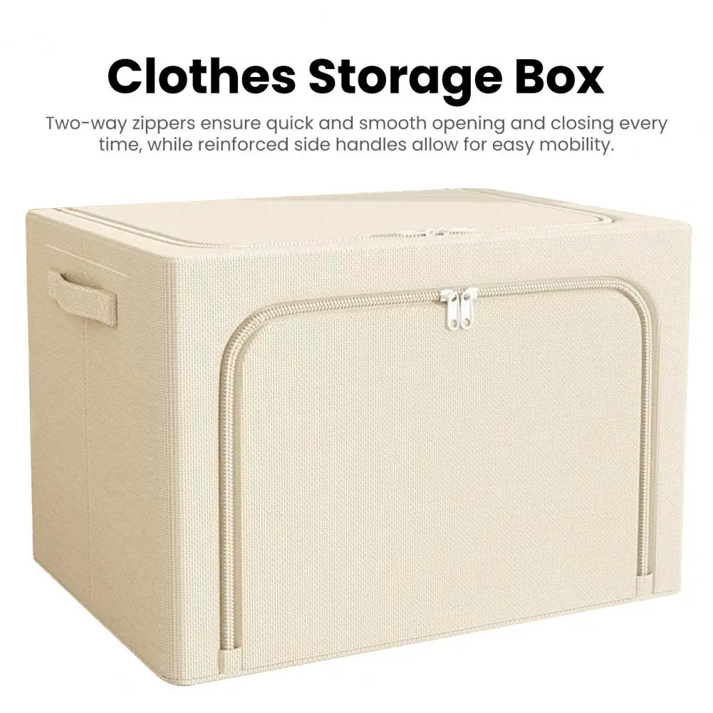 Stackable Foldable Storage Bin Two-way Zipper Storage Container Foldable Clothes Storage Box with Window Zippered Quilt for Home