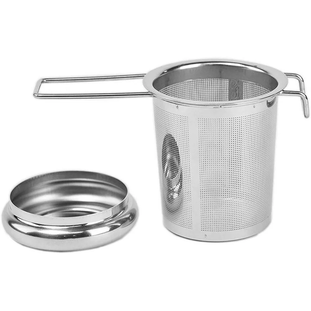 304 Stainless Steel Tea Filter with Lid and Dual Handles for Filtering Tea Leaves While Maintaining Heat and Flow Control