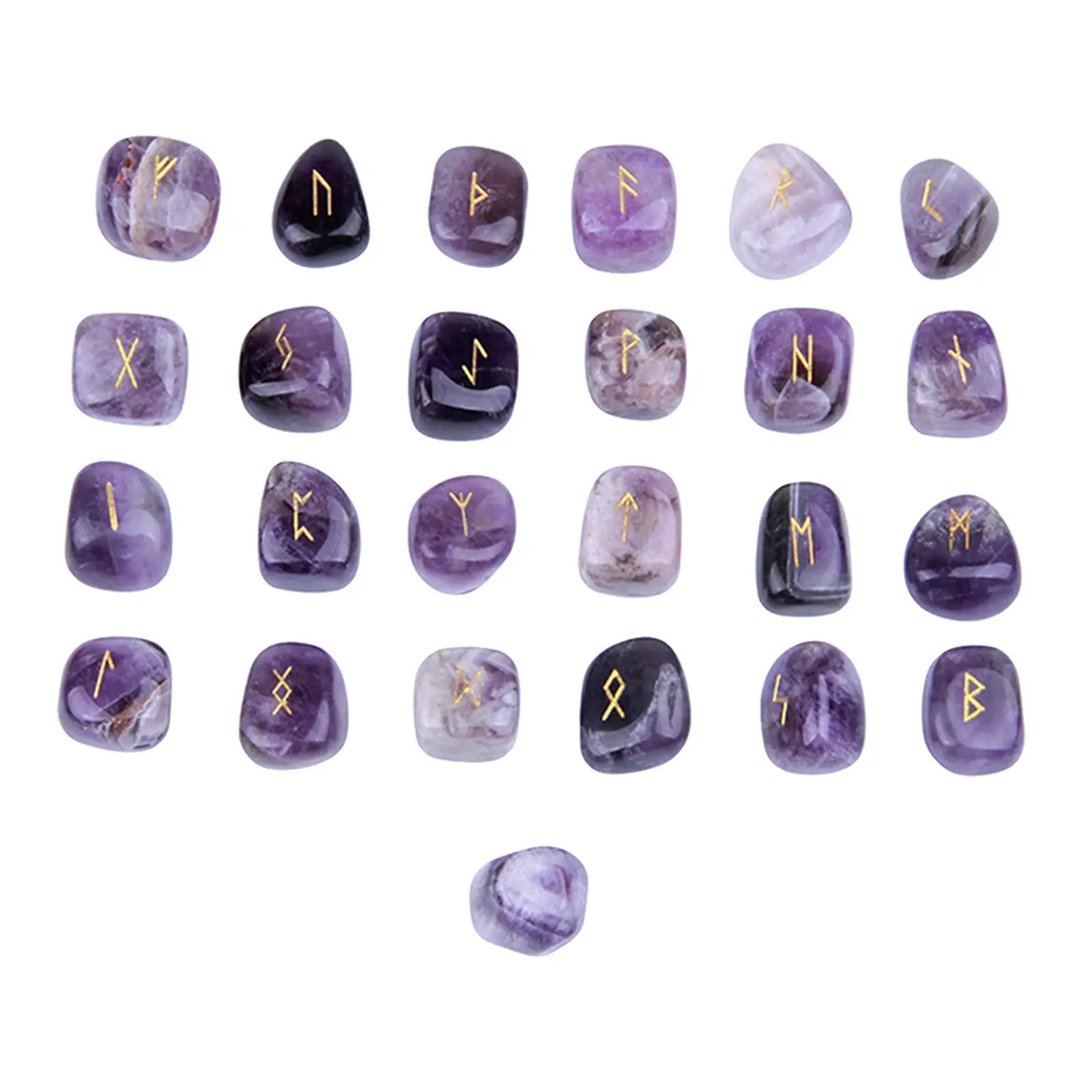 Set of 25 Natural Runes Stones Wicca Luen Characters Irregular Witchcraft Engraved Gems for Meditation Party Decor