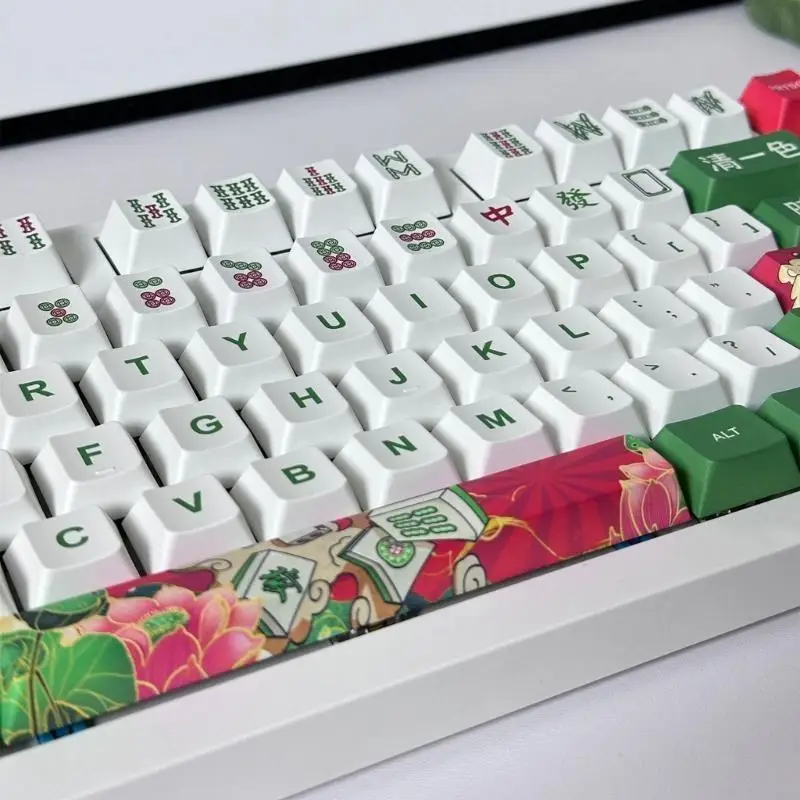 

462E Mahjong Themed 125 Keycap Original Height Heat Syublimated Enhances Typing