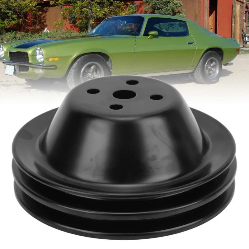 Double Groove SWP Short Water Pump Pulley for CHEVROLET Small Block SBC 262 327 400 Engine Stable Rotation Replacement Auto Part