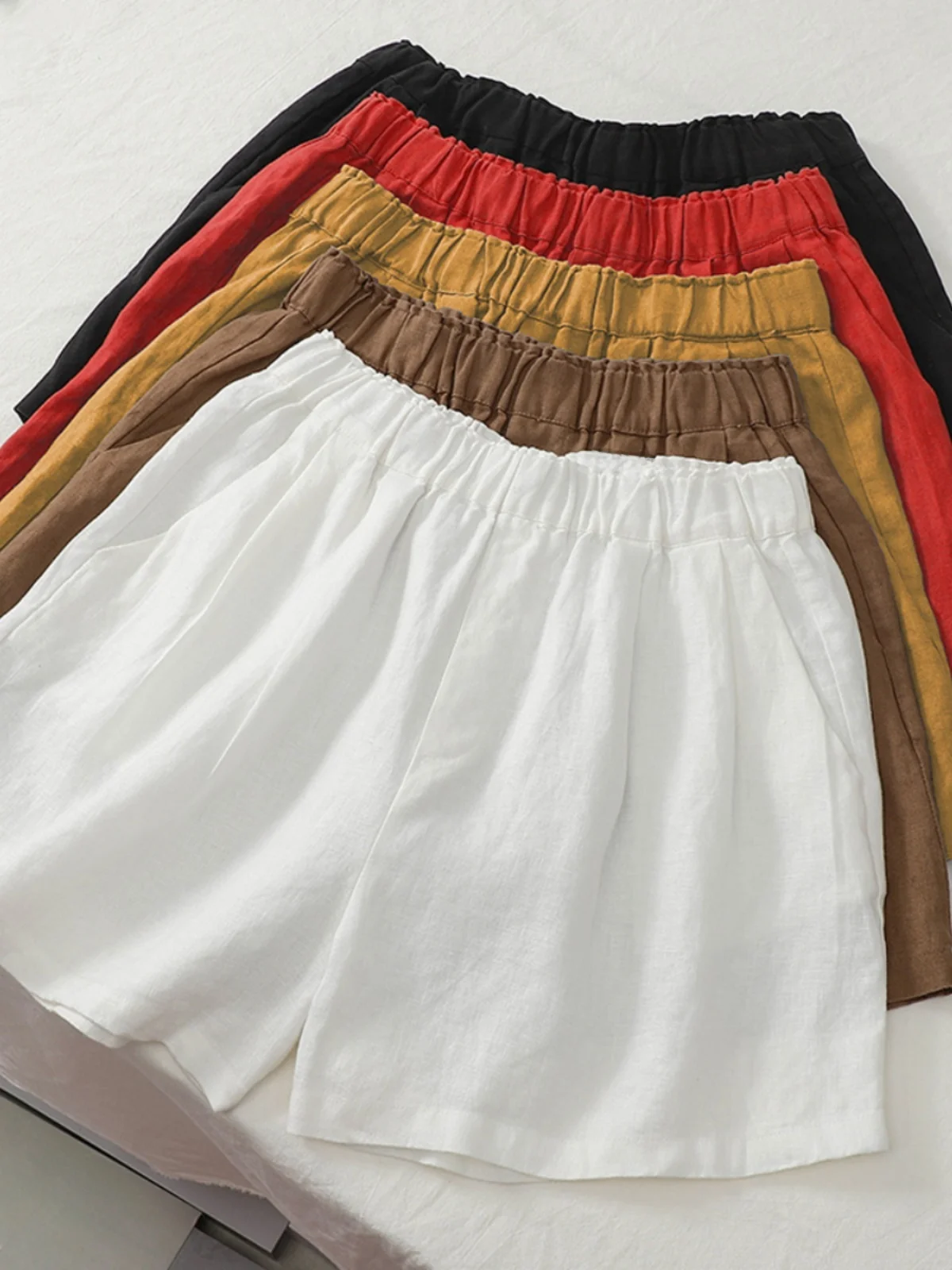 

Хлопково-льняные широкие брюки, женские свободные брюки больших размеров, тонкая прямая тонкая повседневная льняная юбка трапециевидной формы с пятью точками, горячая юбка orts