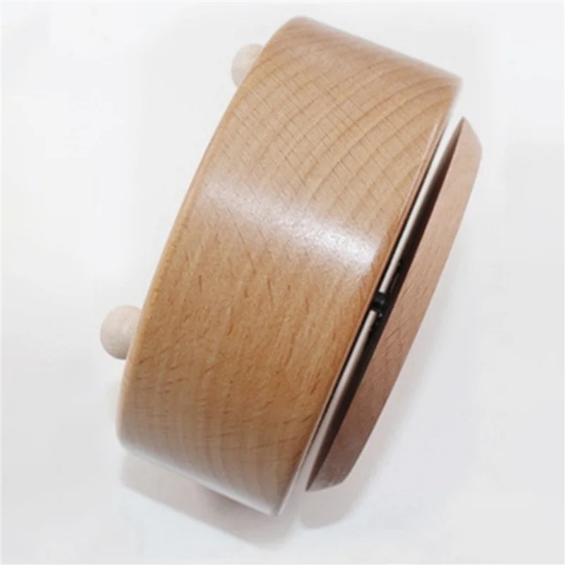 Boîte à musique en bois A07I, 2 pièces, Base ronde rotative, artisanat d'art pour noël, ornements décoratifs, cadeau pour enfants