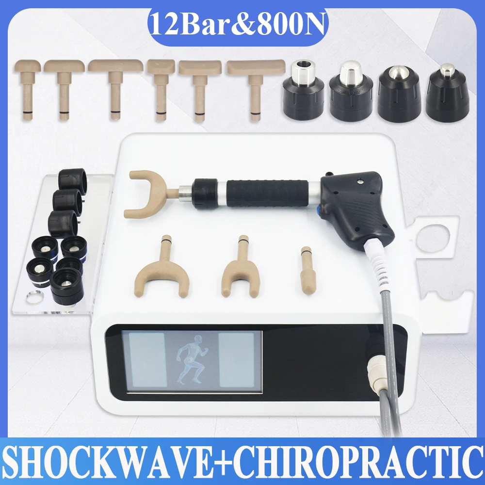 2025 Newest Pneumatic Shockwave Therapy Machine 12Bar For ED Treatment Relief Body Pain Chiropractic Correction 2 In 1 Massager