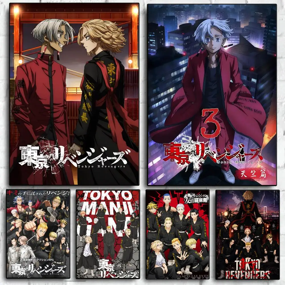 Cool Anime T-Tokyo Revengers Poster Self Adhesive Wall Art Decor for Bedroom Living Room Office Home Decor Gift