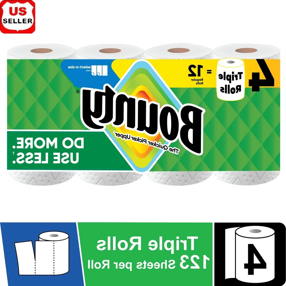 

Бумажные полотенца Select-A-Size, 4 тройных рулона, 123 листа, прочная ромбовидная текстура, впитывающая перфорированная бытовая уборка, быстрая беспорядка