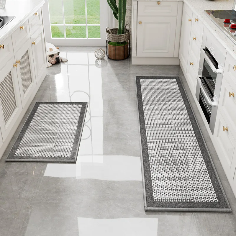 Non-Slip Kitchen Mat Modern Absorbent Foot Mat Natural Twill Chequer Door Mat Oil-resistant Durable Kitchen Rug for Bedroom 2024