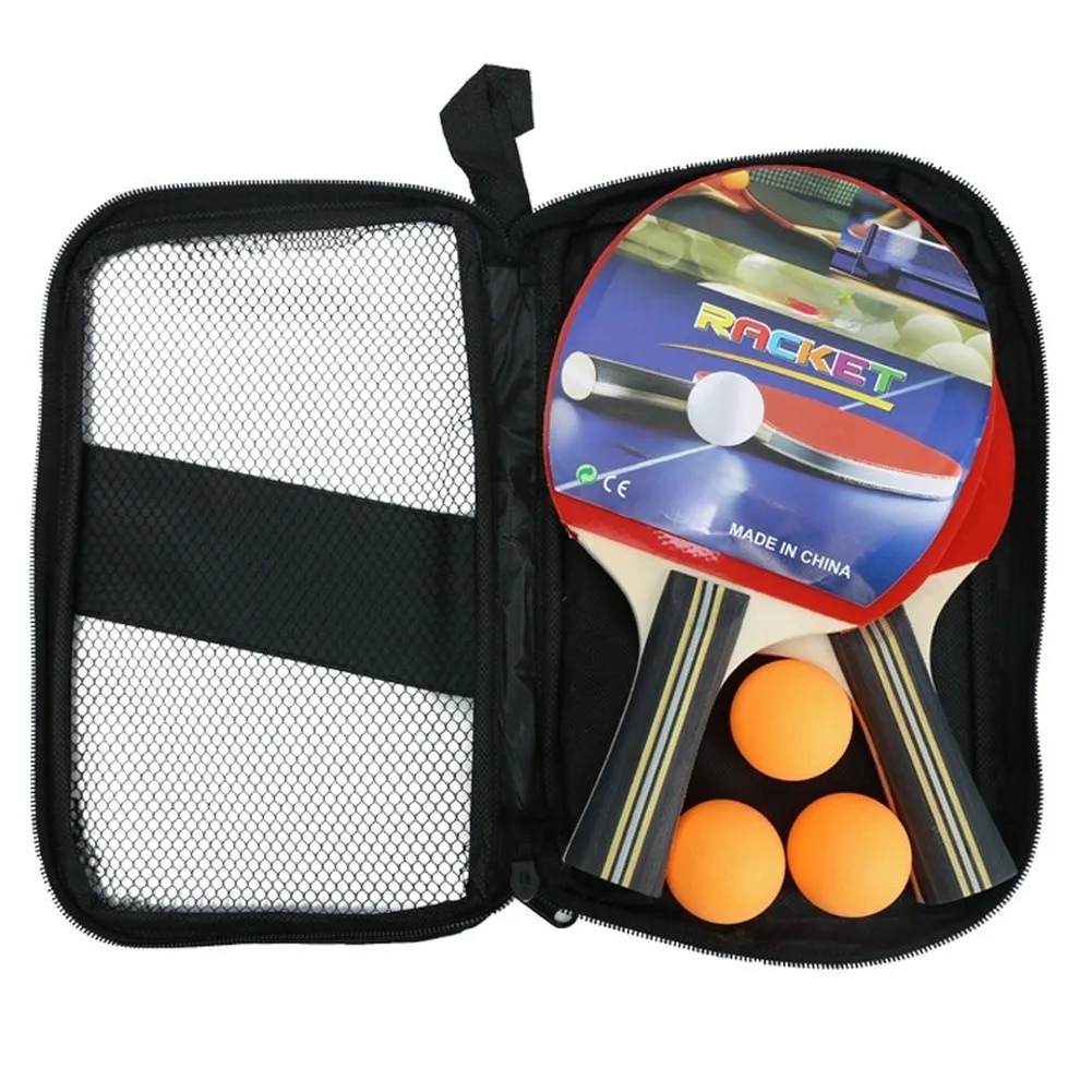 Table Tennis Starter Set for New Players 7-Layer Poplar Wood Rackets with Double-Sided Rubber and Sponge Elasticity