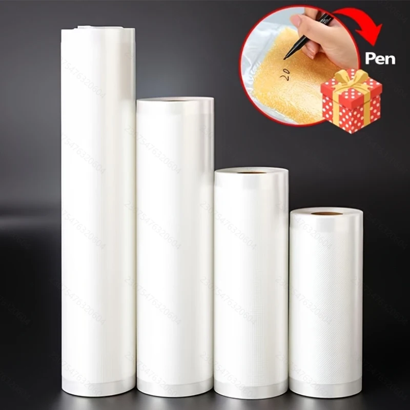 ¡Marcador de cortesía! 4 bolsas selladoras al vacío: rollos gruesos de PE+PA, sin BPA de 3M (cortados en el tamaño). Ideal para conservación de alimentos, comida.