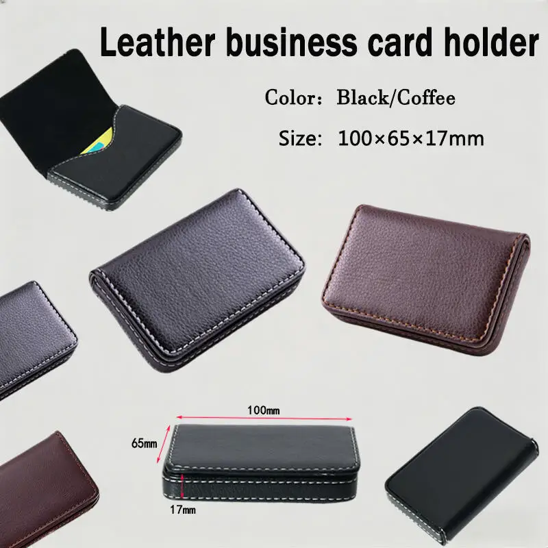 

1pcs Stitched PU Leather Credit High Quality Card Holder Visiting Business Card Case Wallet with Magnetic Shut for Men & Women