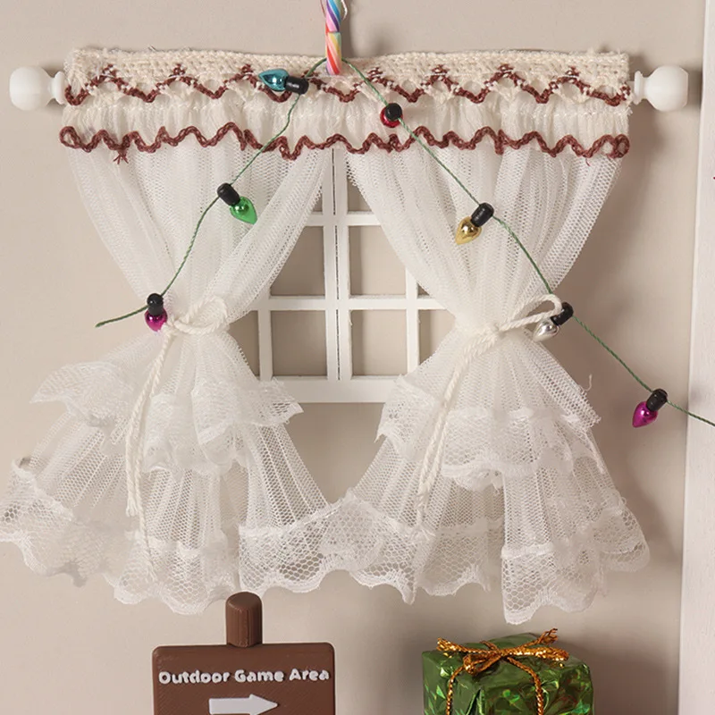 1:12 Dollhouse Christmas Elf Door Porch Scene Set BJD OB11 Mini Xmas Wreath Window Fence Reindeer Layout Diorama Shooting Prop