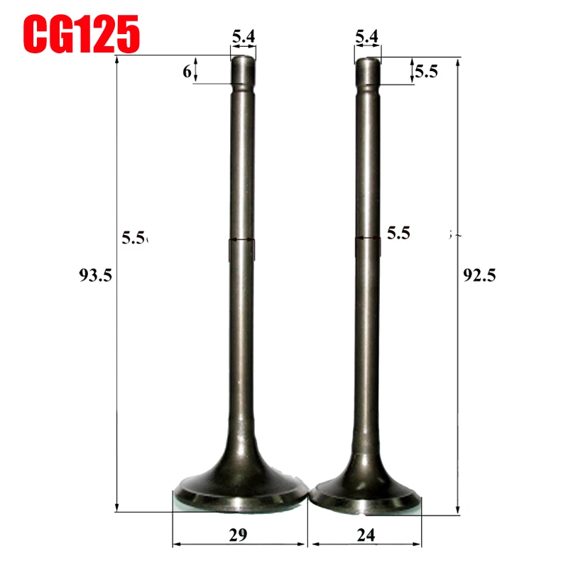 

Motorcycle Engine Valve Set for 70cc 100cc 110cc 125cc 150cc 250cc GY6125 JH70 YBR125 CB125 CG150 GN125 AN125 Intake Exhaust