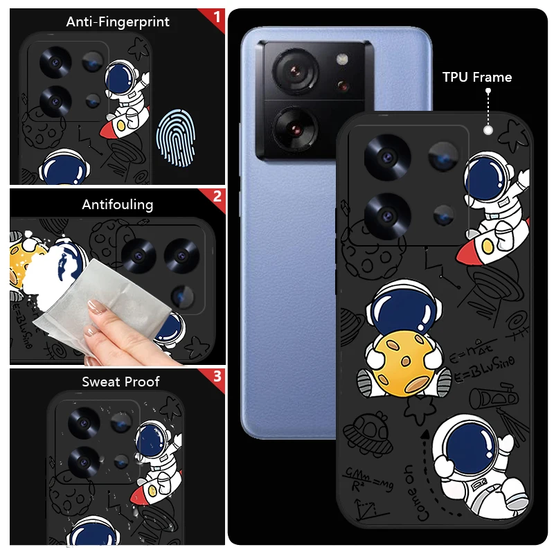 Cute Astronaut Phone Case For Xiaomi Redmi Note 14 13 12 Pro 5G 14 13 Pro Plus Note 13C 11 13 14 4G Soft Silicone Lanyard Cover