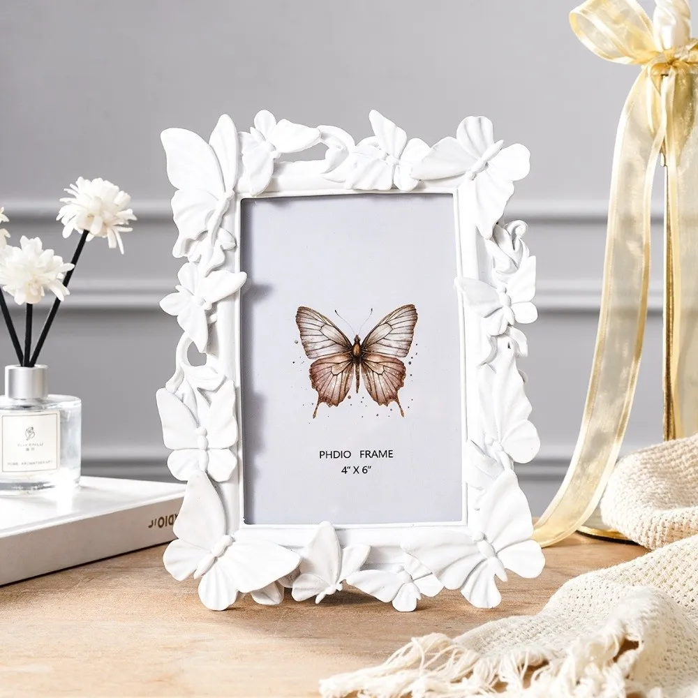 3D Butterfly Picture Frame Staggered Pattern Vintage Decorative Painting Frame Rectangular Shape Photocard Display Stand