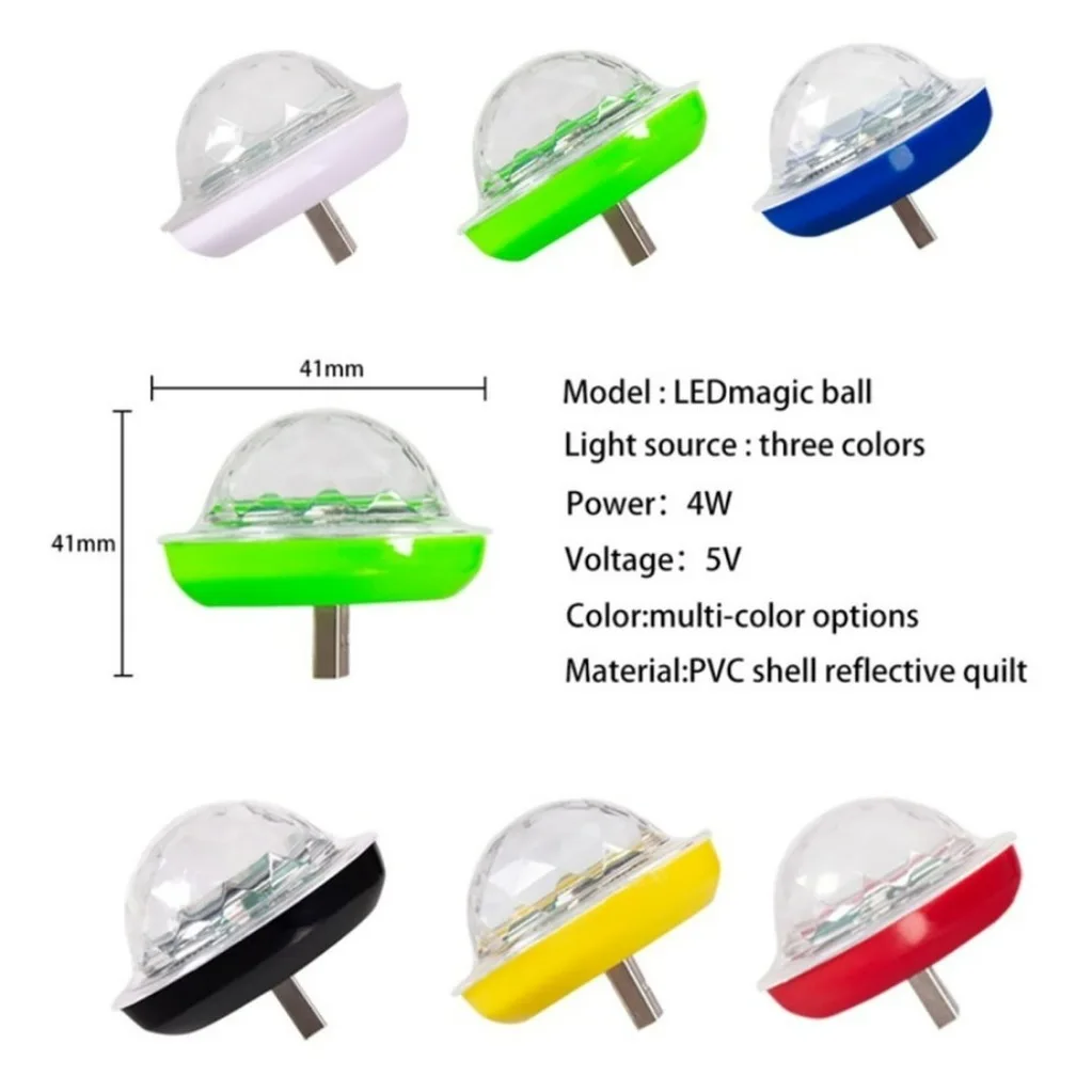 KuuTzz-Mini USB Disco Luzes Bola, RGB Multi Color, DJ Luz do Palco, partido da família, carro Lâmpada Efeito Atmosfera, Decorações do quarto