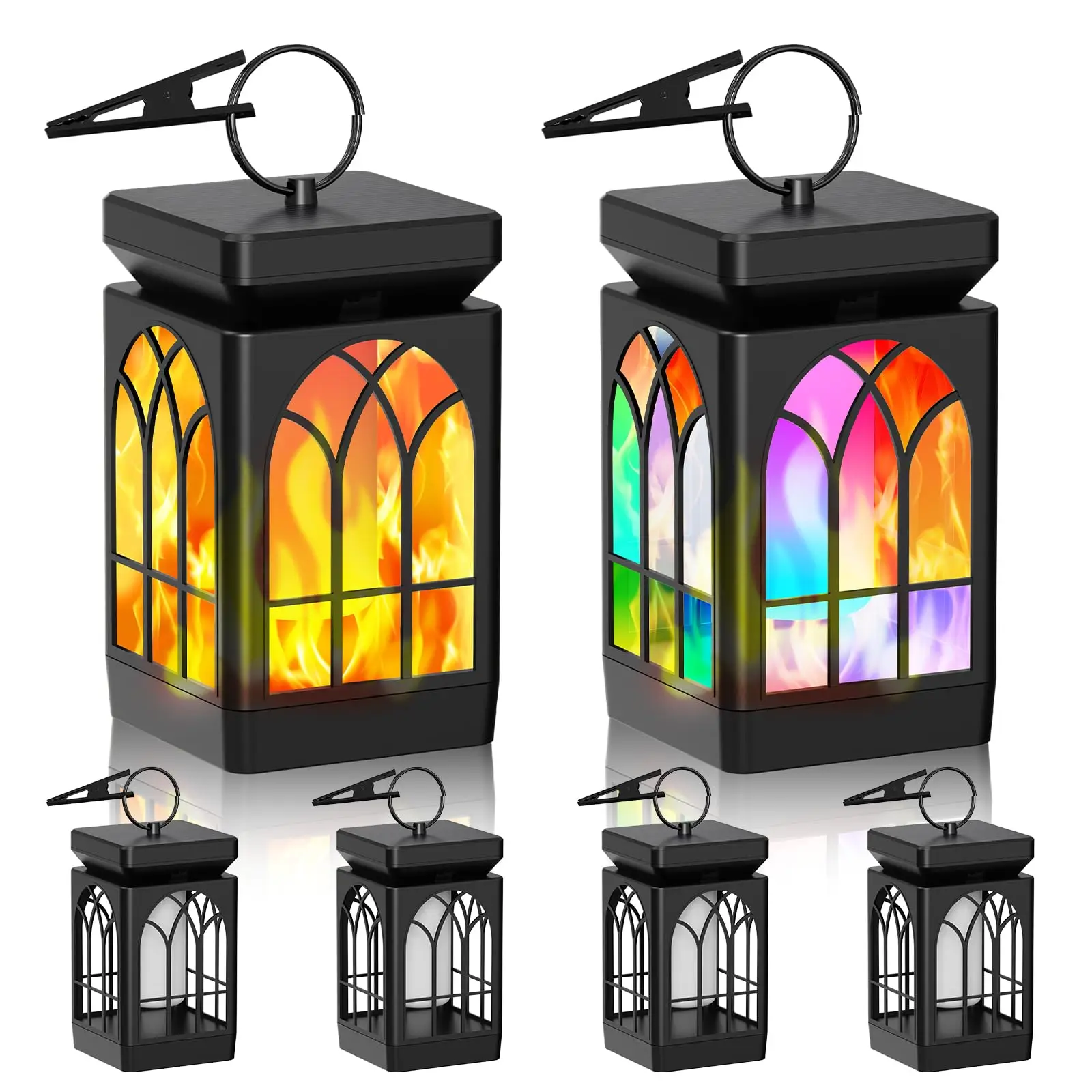 

2/4/6 Pcs Mini Solar Lanterns Outdoor, Solar Flickering Flame Lantern Lights,(Yellow light and flashing (2 modes))