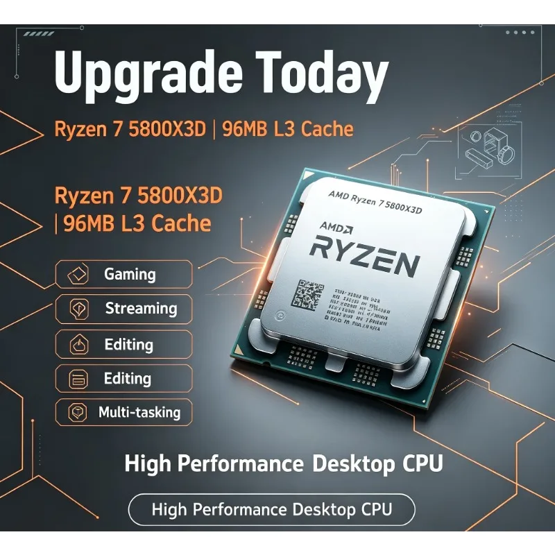 AMD Ryzen 7 5800X3D Gaming Processor AM4 Platform 8 Core 16 Thread 5GHz 96MB Cache Loose Piece