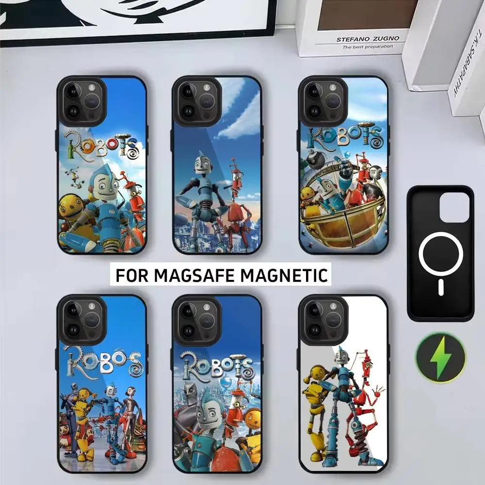 

The Little R-Robots Cartoon Phone Case For iPhone17,16,15,14,13,12,11 Plus,Pro Max Magnetic For Magsafe Wireless Charging