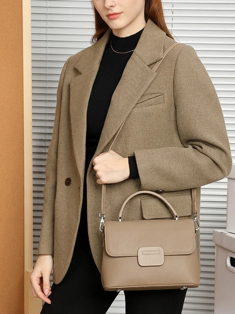 

Zency Large Capacity Top Handle Crossbody Shoulder Women's Bag Fashion Genuine Leather with Two Straps