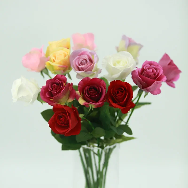 10/12 Stück Simulationsblumen, rote Rosen mit echtem Griff, Balkon-Dekoration, künstliche Diana-Rosenzweige, Tischdekoration – Detail 3