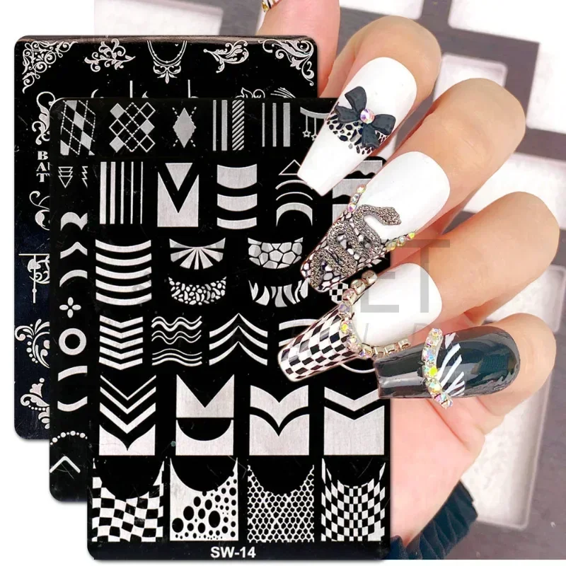 

Nail Art Stamping Plate Tools, Geometry Wave Line Drawing, Flower Love Lace Nail Charm Mold Stencil