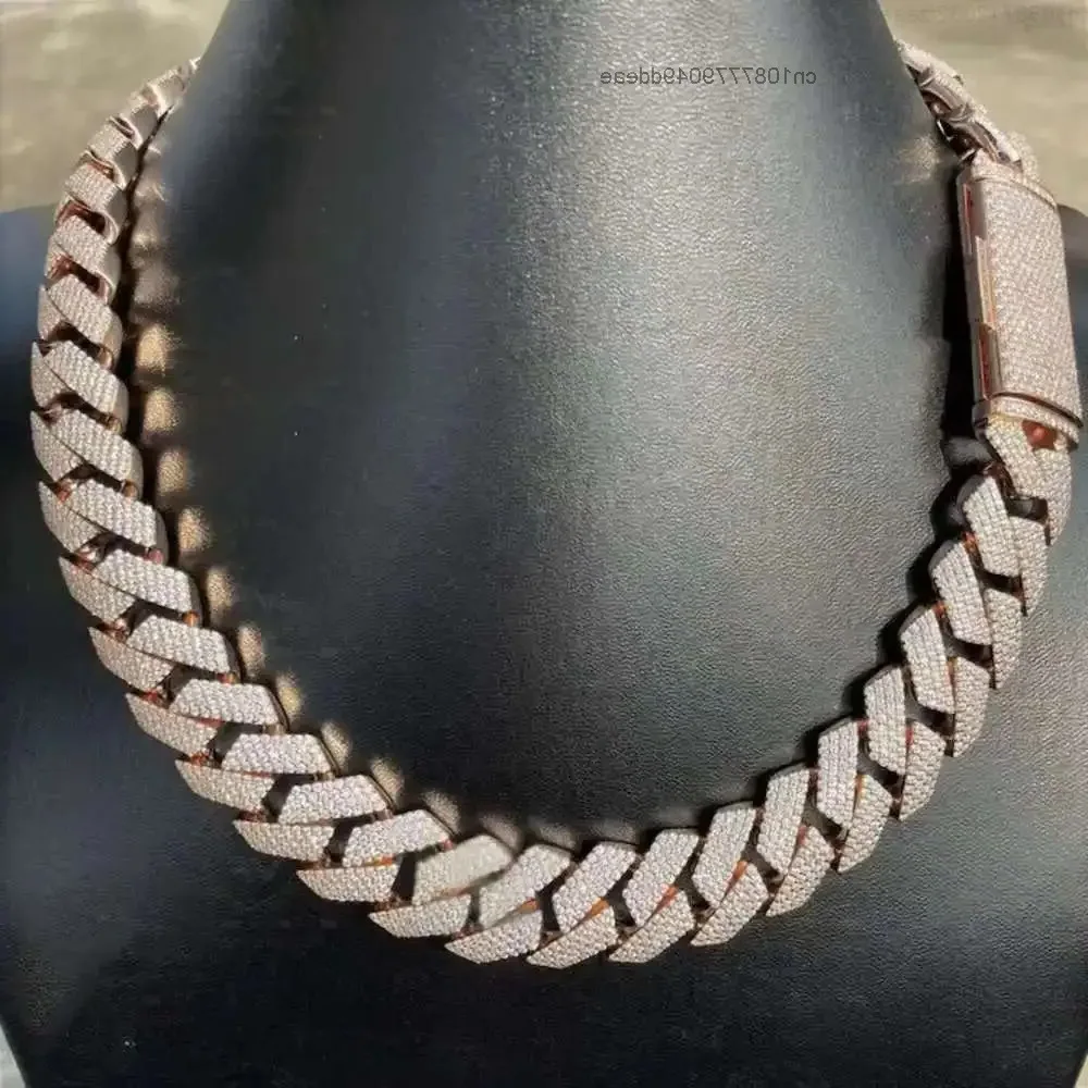 

Hip Hop Jewelry 925 Sterling Silver 20mm Cuban Necklace Iced Out Moissanite Cuban Link Chain