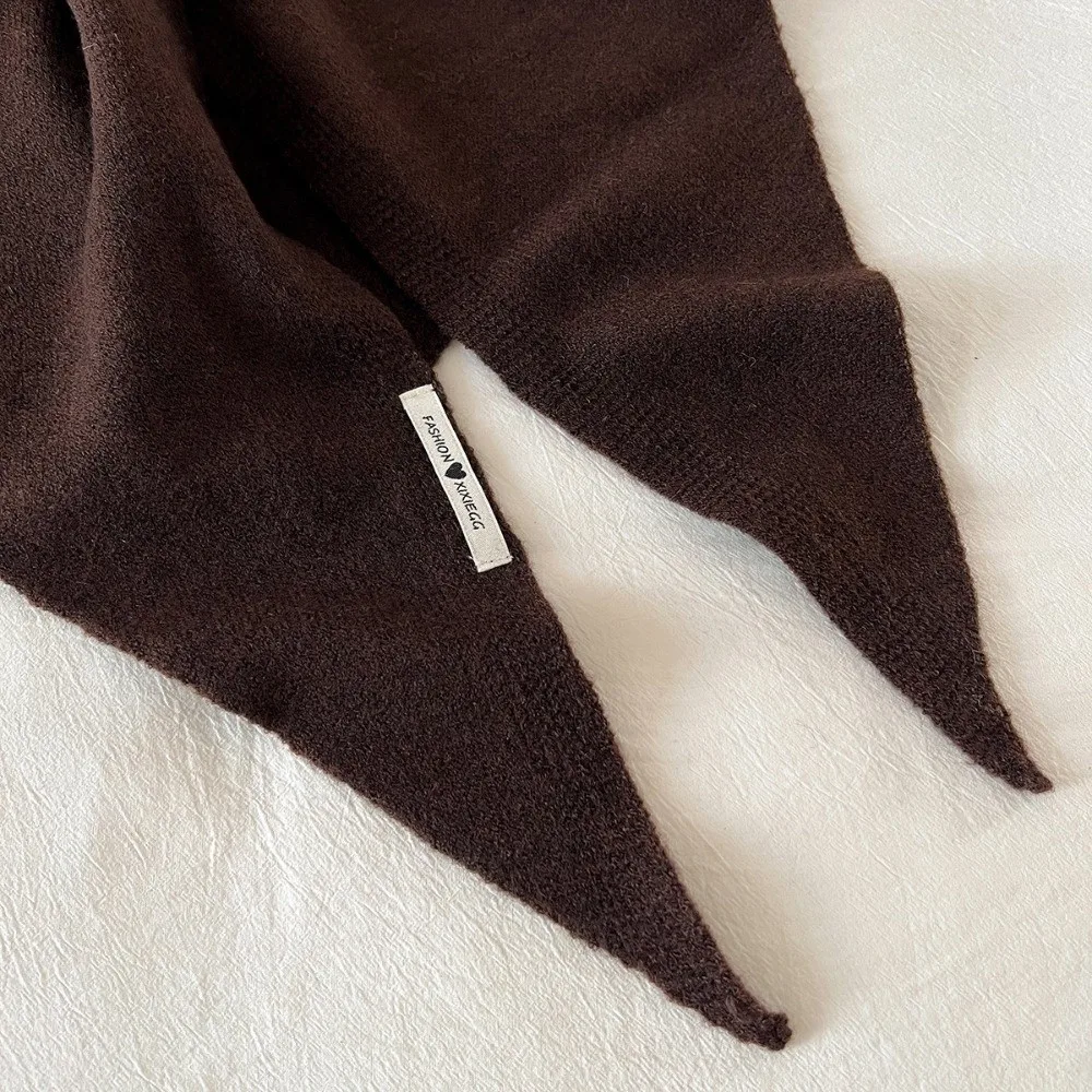 Modischer Einfarbiger Gestrickter Dreiecksschal Gestreifter Dreieckiger Falscher Kragen Winddichter Halswärmer Kreuz-Halstuch für Mädchen – Detail 11