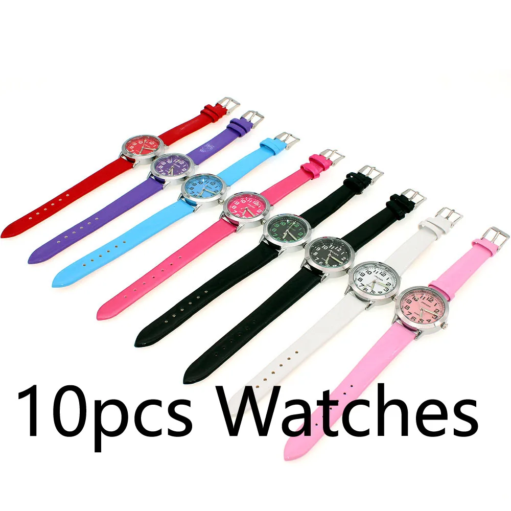 

10pcs/Lot Mixed Cute Boys & Girls Colorful Wristwatches for Kids Cute Children's Gift Student Tutor Watch for Boys & Girls