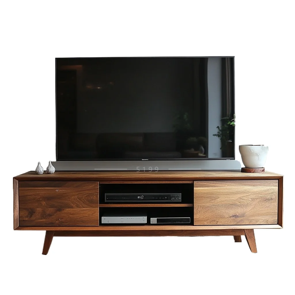 

Living room solid wood TV cabinet, homestay home hotel log locker