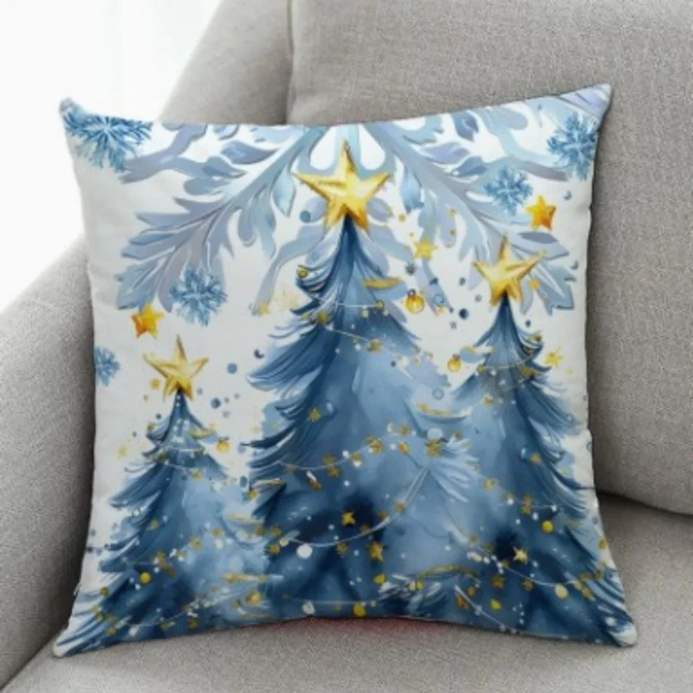 Soft Christmas Pillow Cover Santa Claus Snowman Xmas Tree Pillowslip Bowknot Christmas Tree Throw Cushion Case Living Room Sofa