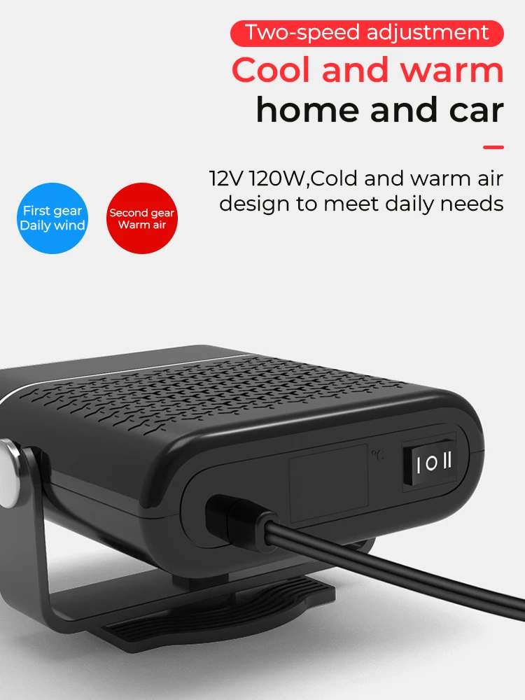 سخان ومروحة سيارة محمولة 2 في 1 - 360 درجة ° دوران، تذويب سريع، تسخين وتبريد، هادئ للغاية وخفيف الوزن لجميع المواسم! #5