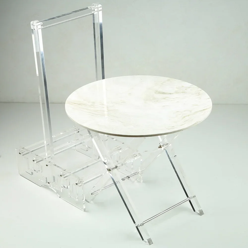 Wholesales New Model Acrylic Folding Table With Gold Edge Transparent Folding Table